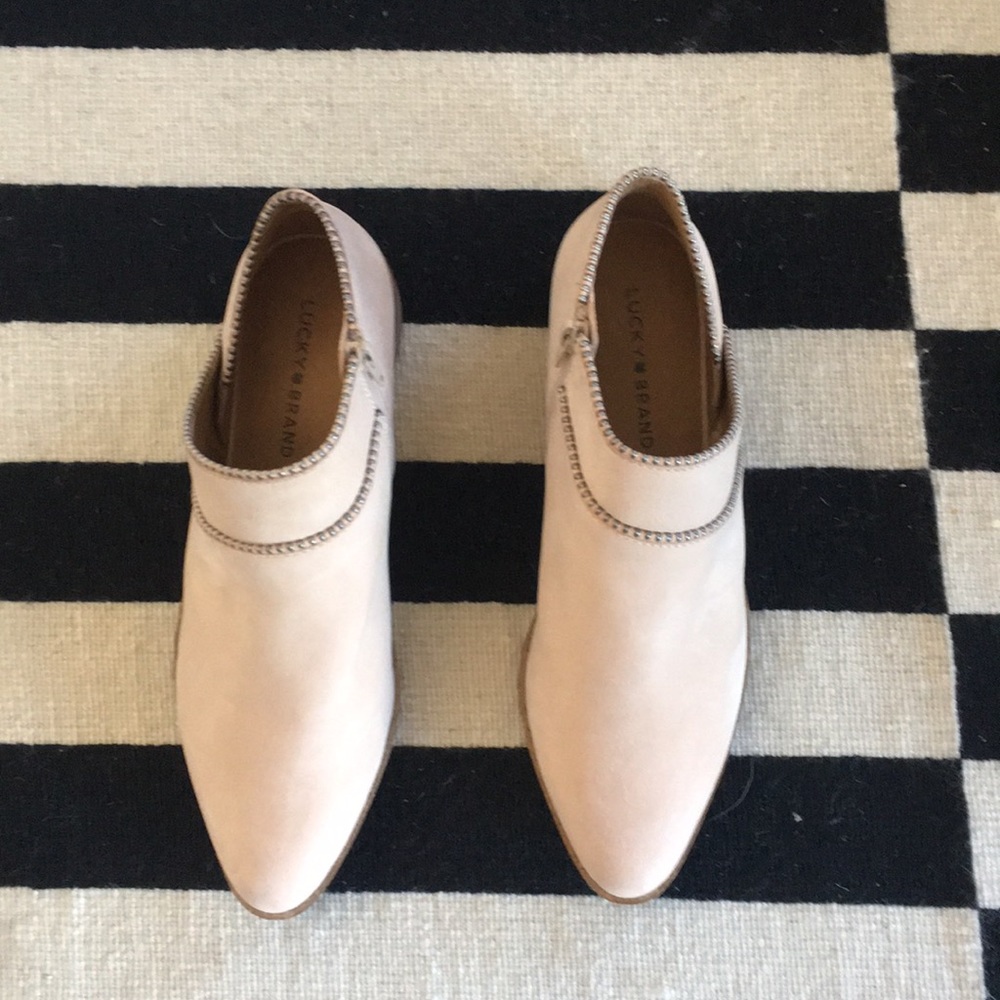 Lucky Brand pinkish-cream boots-sticker still on